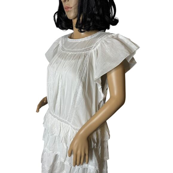 NWT Selene embroidered white maxi dress Banana Republic peaseant size medium - Picture 10 of 16